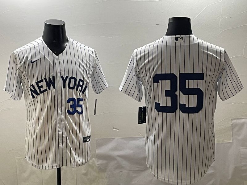 Men New York Yankees #35 No Name White Stripe Game 2025 Nike MLB Jersey style 3162